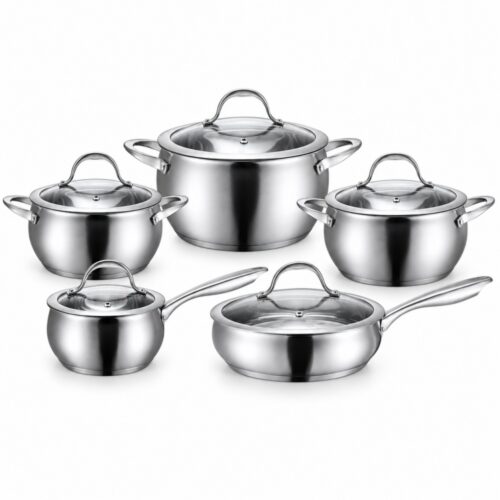 10-Piece Lidded Metal Cookware Set