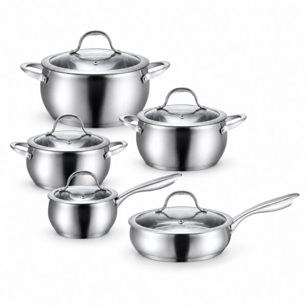 10-Piece Lidded Metal Cookware Set 10-Piece Lidded Metal Cookware Set