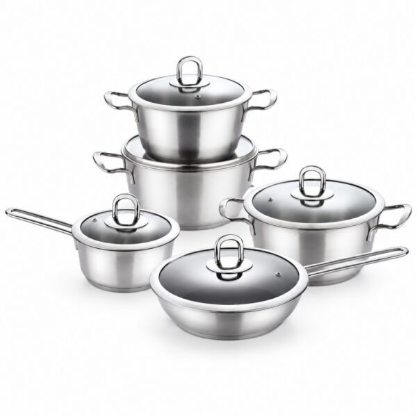 10-Piece Metal Cookware Set with Glass Lids