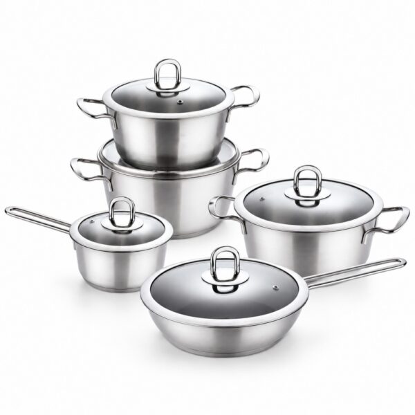 10-Piece Metal Cookware Set with Glass Lids