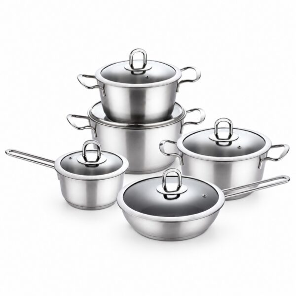 10-Piece Metal Cookware Set with Glass Lids