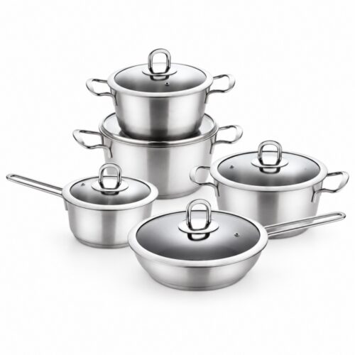 10-Piece Metal Cookware Set with Glass Lids