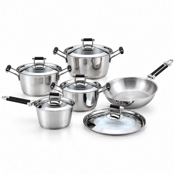 10-Piece Polished Metal Cookware Set 10-Piece Polished Metal Cookware Set