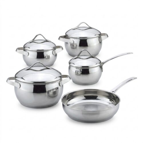10-Piece Polished Metal Cookware Set
