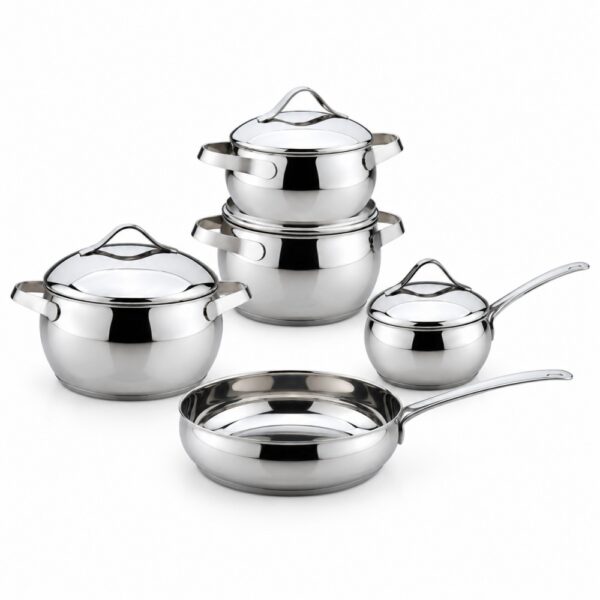 10-Piece Polished Metal Cookware Set