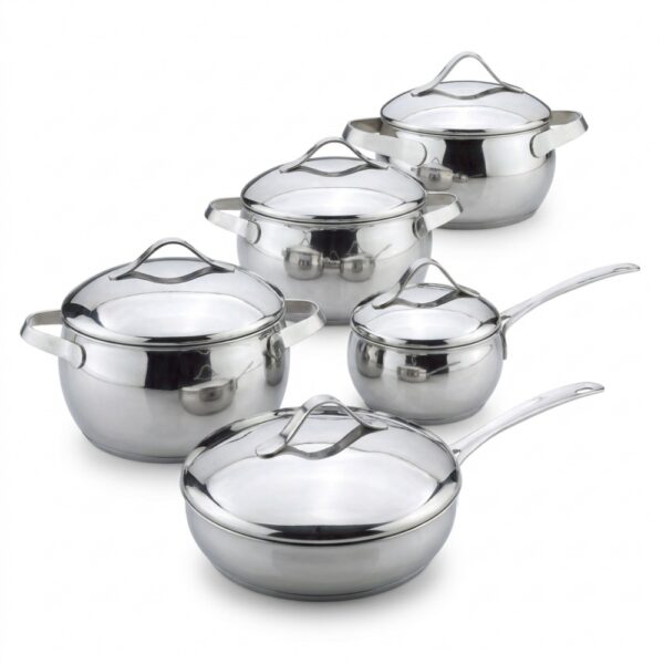 10-Piece Polished Metal Cookware Set