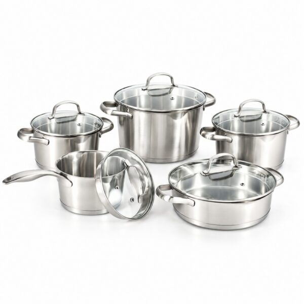 10-Piece Polished Metal Cookware Set for Wholesale Supply 10-Piece Polished Metal Cookware Set for Wholesale Supply