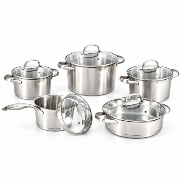 10-Piece Polished Metal Cookware Set for Wholesale Supply 10-Piece Polished Metal Cookware Set for Wholesale Supply