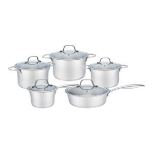 Cookware Sets 1 10-Piece Silver Cookware Set with Lids Wholesale Supply