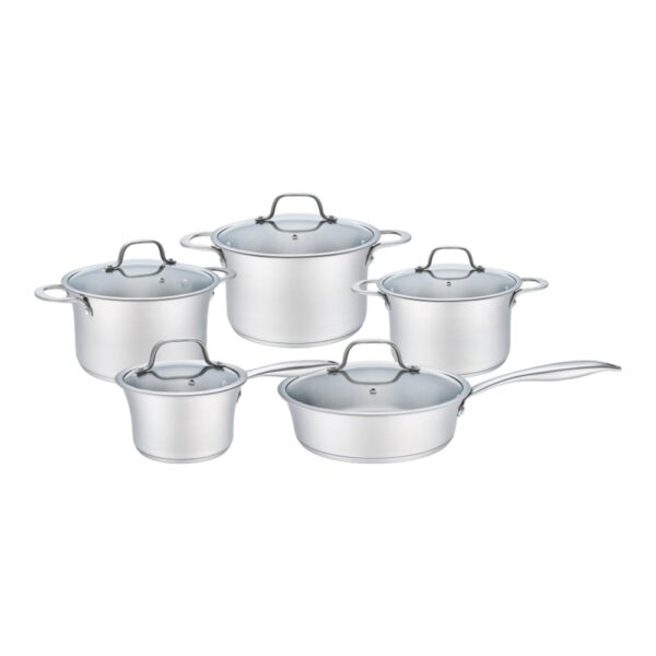 10-Piece Silver Cookware Set with Lids Wholesale Supply 10-Piece Silver Cookware Set with Lids Wholesale Supply