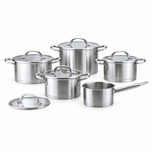 10-Piece Silver Metal Cookware Set