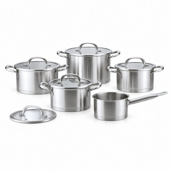 10-Piece Silver Metal Cookware Set 10-Piece Silver Metal Cookware Set