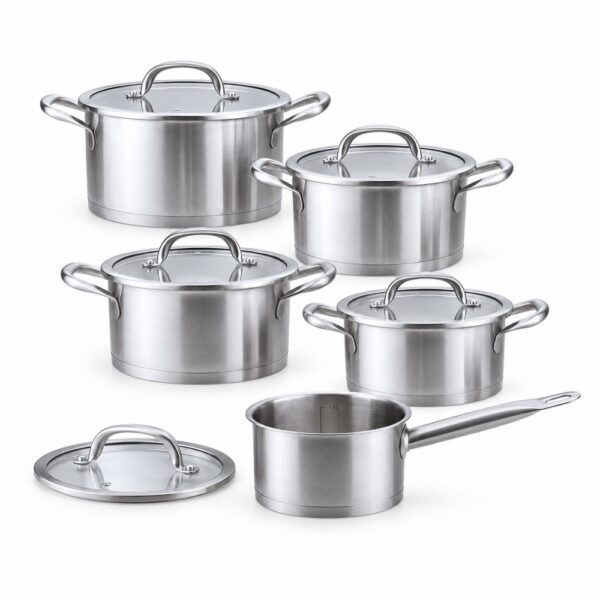 10-Piece Silver Metal Cookware Set 10-Piece Silver Metal Cookware Set