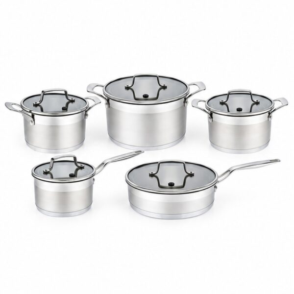 10-Piece Silver-Tone Cookware Set for Wholesale Suppliers 10-Piece Silver-Tone Cookware Set for Wholesale Suppliers