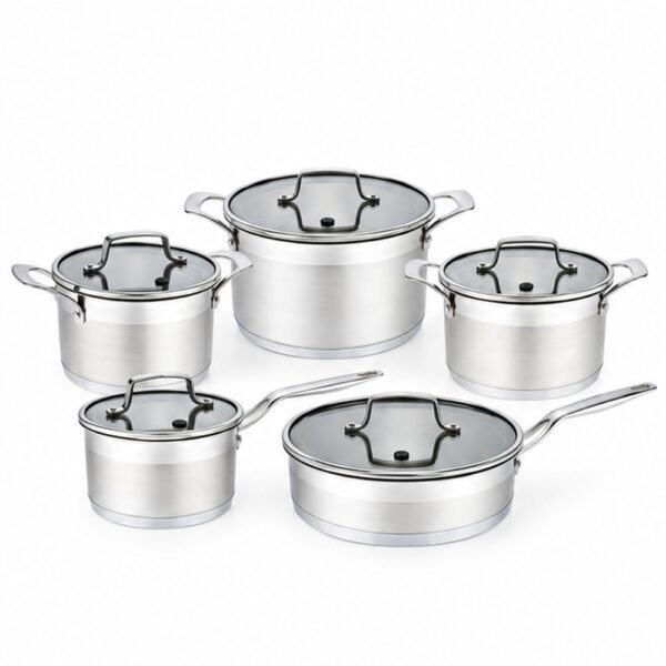 10-Piece Silver-Tone Cookware Set for Wholesale Suppliers 10-Piece Silver-Tone Cookware Set for Wholesale Suppliers