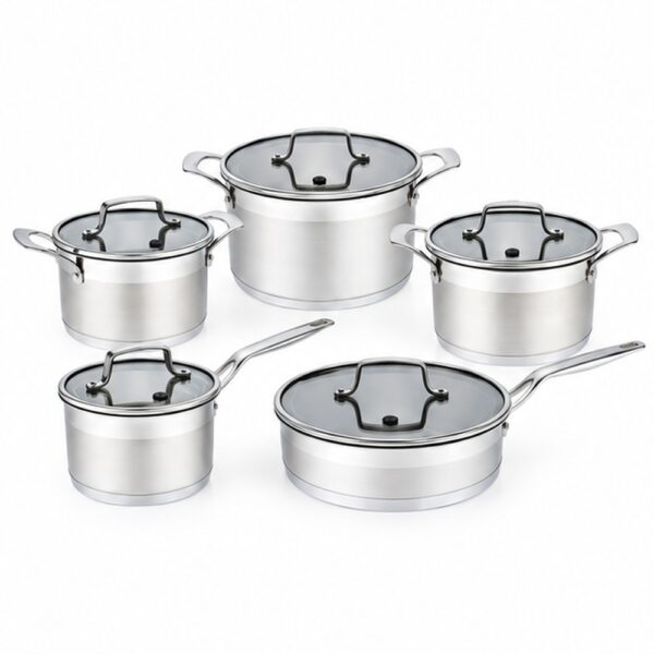 10-Piece Silver-Tone Cookware Set for Wholesale Suppliers 10-Piece Silver-Tone Cookware Set for Wholesale Suppliers