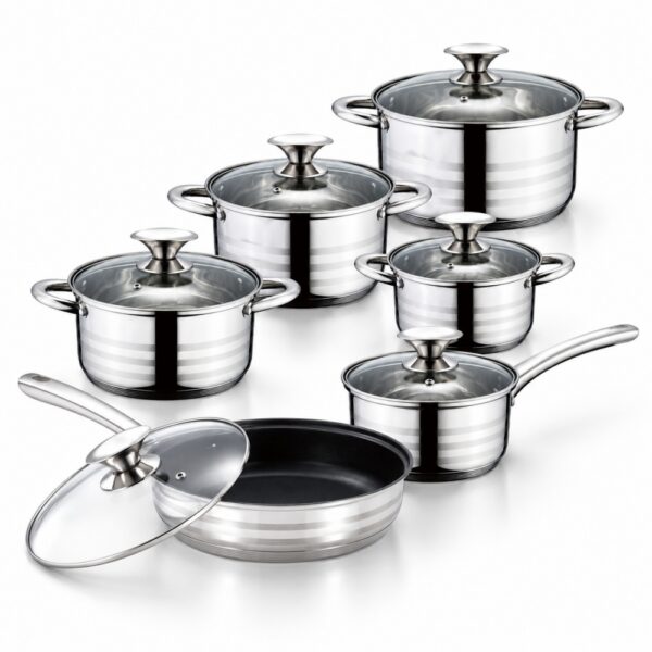 12-Piece Metal Cookware Set with Lids 12-Piece Metal Cookware Set with Lids