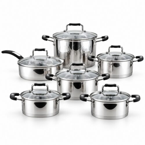 12-Piece Polished Metal Cookware Set