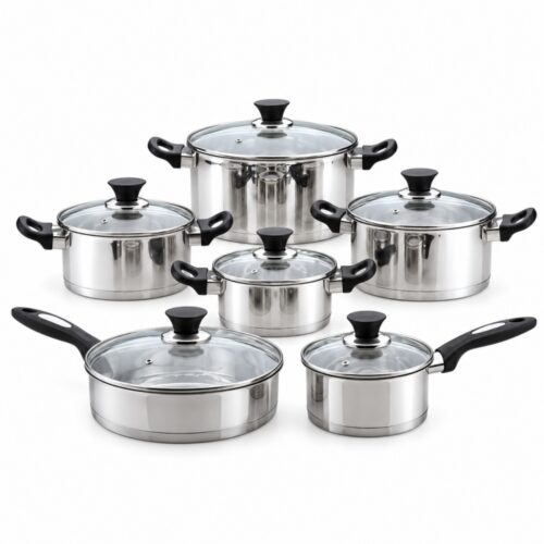 12-Piece Polished Metal Cookware Set 12-Piece Polished Metal Cookware Set