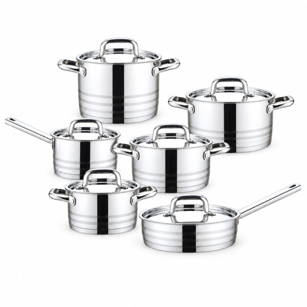 12-Piece Silver-Tone Lidded Cookware Set