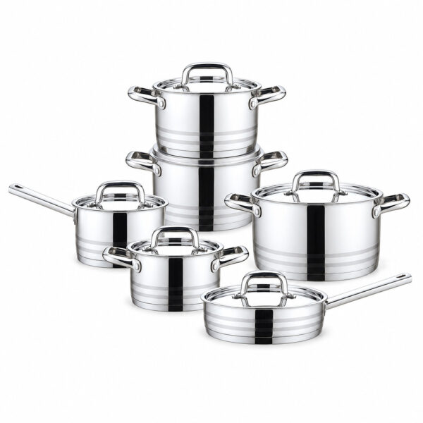 12-Piece Silver-Tone Lidded Cookware Set