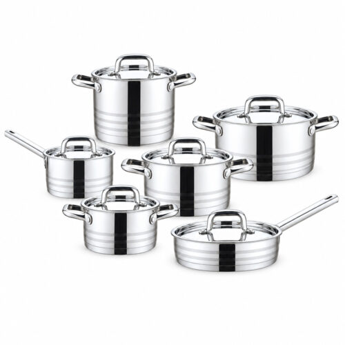 12-Piece Silver-Tone Lidded Cookware Set 12-Piece Silver-Tone Lidded Cookware Set