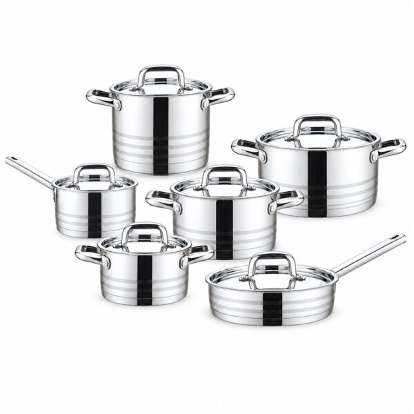 12-Piece Silver-Tone Lidded Cookware Set