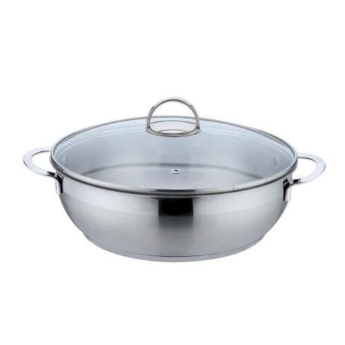 28 x 8.5 cm Metal Stewpot with Glass Lid Wholesale Supply