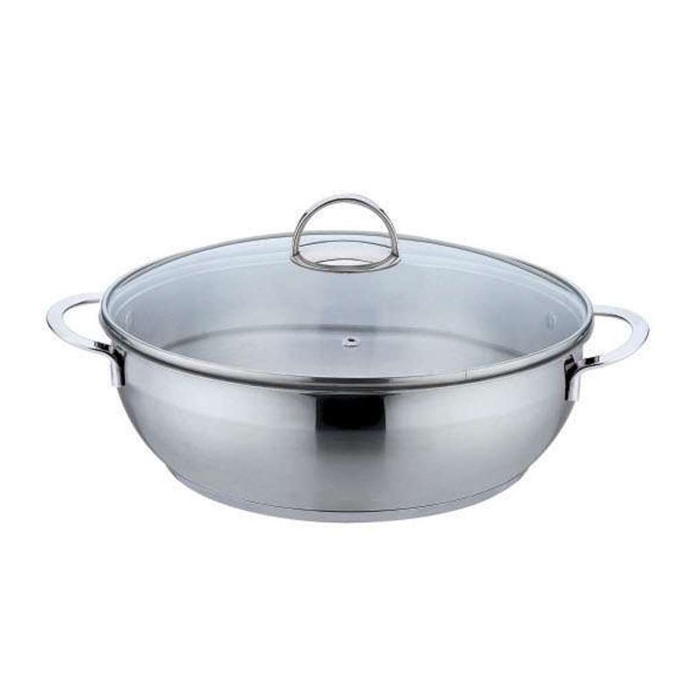 28 x 8.5 cm Metal Stewpot with Glass Lid Wholesale Supply
