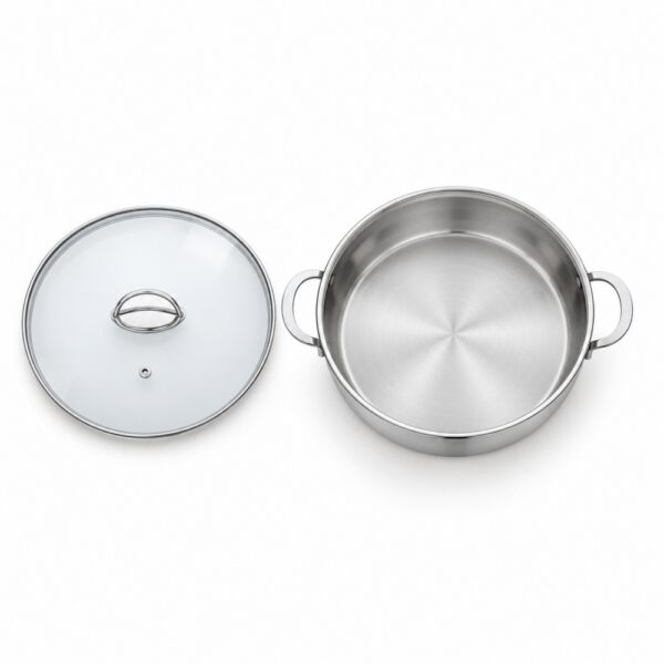 28 x 8.5 cm Metal Stewpot with Glass Lid Wholesale Supply 28 x 8.5 cm Metal Stewpot with Glass Lid Wholesale Supply