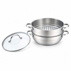 3-Piece Steamer Pot Set with Glass Lid