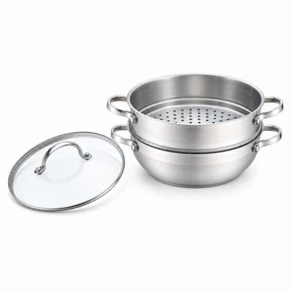 3-Piece Steamer Pot Set with Glass Lid