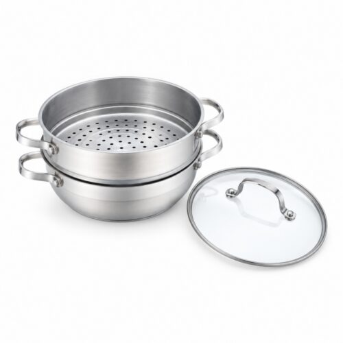 3-Piece Steamer Pot Set with Glass Lid