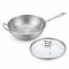 32 cm Chinese Wok with Glass Lid for Wholesale Sourcing