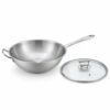 32 cm Chinese Wok with Glass Lid for Wholesale Sourcing