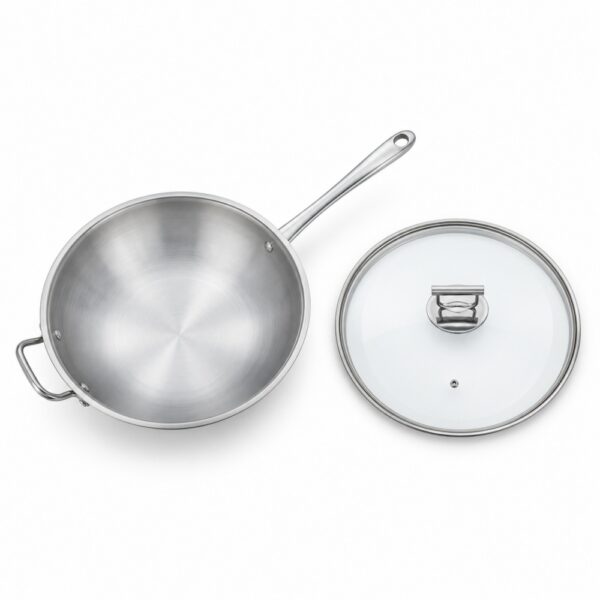 32 cm Chinese Wok with Glass Lid for Wholesale Sourcing