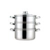 4-Piece Metal Steamer Set with Lid and 2 Tiers 4-Piece Metal Steamer Set with Lid and 2 Tiers