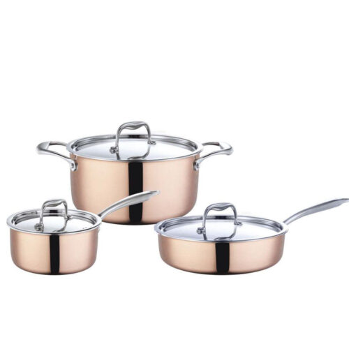 6-Piece 6-Piece Copper-Color Lidded Cookware SetCopper-Color Lidded Cookware Set (1) 6-Piece Copper-Color Lidded Cookware Set