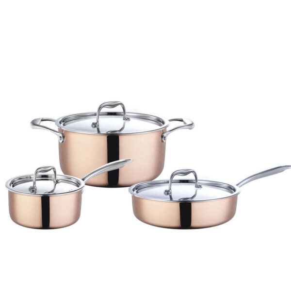 6-Piece 6-Piece Copper-Color Lidded Cookware SetCopper-Color Lidded Cookware Set (1) 6-Piece Copper-Color Lidded Cookware Set