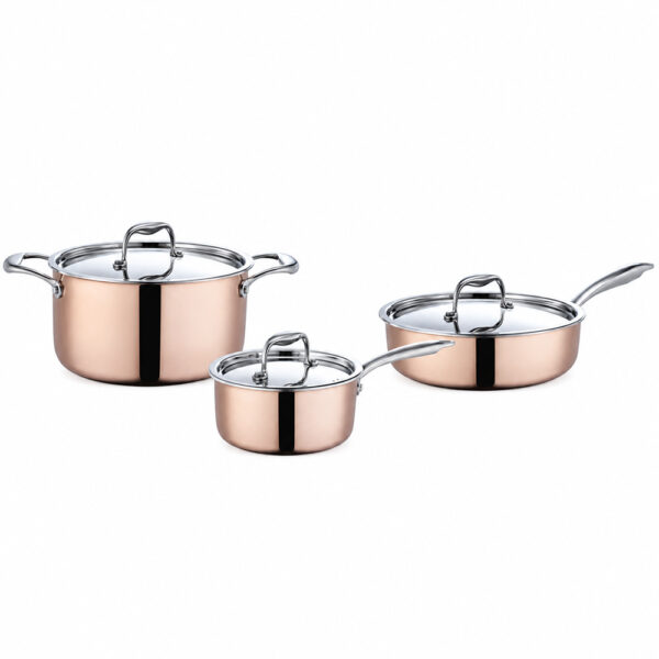 6-Piece Copper-Color Lidded Cookware Set 6-Piece Copper-Color Lidded Cookware Set