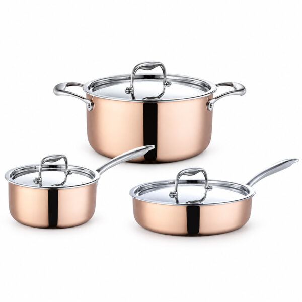6-Piece Copper-Color Lidded Cookware Set 6-Piece Copper-Color Lidded Cookware Set