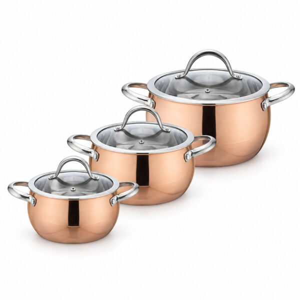 6-Piece Copper Tri-Ply Casserole Pot Set 6-Piece Copper Tri-Ply Casserole Pot Set