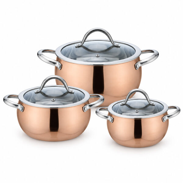 6-Piece Copper Tri-Ply Casserole Pot Set 6-Piece Copper Tri-Ply Casserole Pot Set
