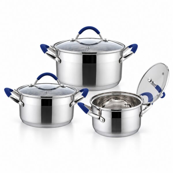 6-Piece Polished Metal Casserole Set with Lids 6-Piece Polished Metal Casserole Set with Lids