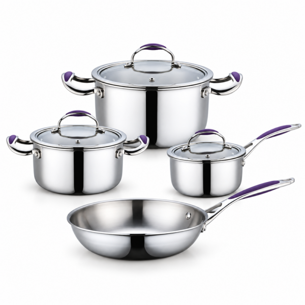 7-Piece Polished Metal Cookware Set 7-Piece Polished Metal Cookware Set