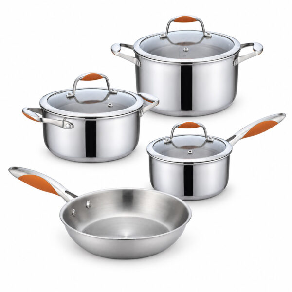 7-Piece Tri-Ply Stainless Steel Cookware Set 7-Piece Tri-Ply Stainless Steel Cookware Set