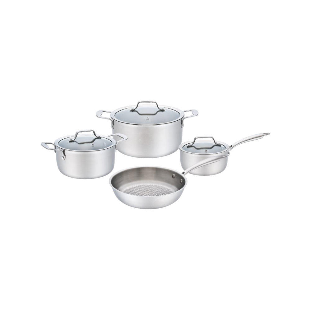 7-Piece Tri-Ply Stainless Steel Cookware Set for Wholesale
