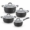 8-Piece Black Saucepan and Casserole Set with Lids 8-Piece Black Saucepan and Casserole Set with Lids