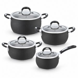8-Piece Black Saucepan and Casserole Set with Lids