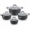 8-Piece Black Saucepan and Casserole Set with Lids 8-Piece Black Saucepan and Casserole Set with Lids